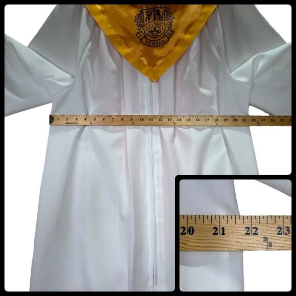 Oak Hall Graduation Gown Choir Robe Newnan Georgia Cougars Stole 5'0-5'2 White - Picture 9 of 11
